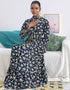 Flared Sleeve Abaya with Waist Tie Kaftan Dress